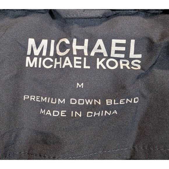 Michael Kors Womens M Down Hooded Puffer Full Zip Black Jacket Coat - Picture 4 of 9